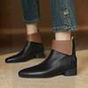 Botines Cortos de Cuero Suave con Tacón Bajo y Punta Fina, Estilo Nuevo de Otoño, Versátiles y Elegantes para Mujer, Otoño e Invierno, Talla Grande, Cierre Trasero, Combinación de Colores, Botas de Moda