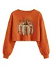 Libro de Calabaza Divertido Hoja de Arce Cuello Redondo Casual Manga Larga para Mujer Amazon Transfronterizo ebay Otoño Invierno Holgado Corto Sudadera con Capucha