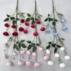 Nova rosa artificial requintada de 6 cabeças para casamento, estúdio de fotografia, decoração de hotel, arranjo floral, flor artificial para mesa de cabeceira do quarto