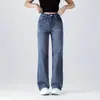 Comércio Exterior Europeu e Americano Transfronteiriço Jeans Feminino Preto Lavado Reto Stretch Casual Calça Longa Feminina Jeans Feminino