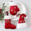 Novo pingente de decoração de luva de Natal vermelha transfronteiriça Ornamento para árvore de Natal DIY Meia e chapéu pendurados Decoração