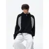 Moletom com Capuz Patchwork Bloco de Cores Pesado Americano Masculino Outono Design Solto Senso de Estilo Marca Moderna Casual Streetwear Chapéu Cool Hoodie Top