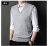 Nuevo Chaleco de Punto para Hombre Otoño e Invierno, Cuello en V, Engrosado, Sin Mangas, Suéter de Chaleco, Color Puro, Ropa Interior Casual de Negocios para Hombre de Mediana Edad