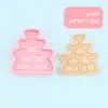 Serie Cena a la Luz de las Velas Molde 3D para Galletas, Molde de Repujado para Fondant de Galletas, Vela, Copa de Vino y Plato de Cena, Horneado Creativo