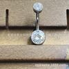 Anillo para ombligo de aleación de titanio G23, rosca interna, round zircon brillante, dientes internos, barra super larga 1214, bolsa cilíndrica, anillo de ombligo incrustado