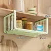 Estante colgante para debajo del gabinete Estante de almacenamiento para cocina Cesta de almacenamiento para condimentos y film plástico para el hogar Cesta colgante multicapa