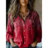 2026 Roupas Femininas Amazon Europeias e Americanas Transfronteiriças Primavera e Verão Nova Camisa Casual Estampada Retrô de Manga Longa Camisa de Linho de Bambu