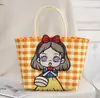 Bolsa Tecida Desenho Animado Fofo Xadrez Pequeno Fresco Bolsa Plástica Tecida DIY Cesta de Legumes Bolsa Venda por Atacado em Estoque