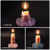 Molde de Silicone para Suporte de Vela de Resina Cimento Gesso DIY Flor de Papoula Base Redonda para Vela Ornamento