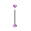 Zhenping Titanio G23 Aleación Ópalo Cartílago Oreja Stud Barra Roscada Interna Barra para Lengua Stud Oreja Stud Pezón Stud 0.9 Espiral Externo Doble Bola