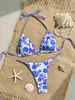 Bikini sexy de dos piezas reversible con estampado de rayas y tema oceánico, de tirantes, con amarre, superventas de Amazon 2026