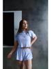 Estilo INS Hueco Manga Corta Shorts Cruzados Sexy Divididos Casual Sueltos Color Sólido Pijama Dos Piezas Ropa de Casa para Mujer