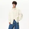 Camisa de manga larga estilo retro americano ctiyboy para hombre, marca de moda de otoño, top chaqueta holgado casual con cuello de solapa