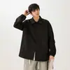Enbu Primavera y Otoño Estilo Retro Americano Chaqueta de Trabajo para Hombre Cuello Campana Holgada Casual Elegante Color Sólido Chaqueta de Moda