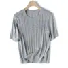 Brilhante Brilhante Simples Estilo MIU Lavável à Máquina Lã Gola Redonda Tricô Manga Curta Camiseta Top Lantejoula Torcida Vintage