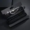 Set Creativo y Personalizado de 4 Pulseras Tejidas de Cuero Hechas a Mano para DIY, Estilo Retro Artístico, Simples Accesorios de Moda Transfronterizos Nuevos