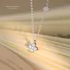 Collar de Trébol de Cuatro Hojas de Lujo Accesible Estilo Coreano para Mujer Plata de Ley S999 Versátil Moda Diseño de Nicho de Alta Gama Cadena para Clavícula de Plata Pura
