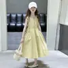 Vestido de Verano sin Mangas para Niña 2026 Nuevo Estilo Ropa de Verano para Niños Elegante Cintura Ceñida Niña Grande Estilo Coreano Vestido de Algodón