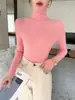Camiseta base de cuello alto de alta gama para mujer, nuevo estilo primavera y otoño, versátil para ir al trabajo, sin costuras, corte ajustado, top estilo francés