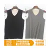 2 piezas chaleco térmico forrado de forro polar para mediana edad para hombre con forro de forro polar engrosado otoño e invierno ajuste ceñido chaleco ropa interior cuello en V camiseta interior