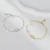 Pulseira Fita de Möbius para Mulheres, Prata de Lei S925, Design de Nicho Estilo Ins, Joia de Pulseira com Pérolas, Presente para Namorada