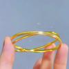 Pulsera Cnc de Panal de Doble Aro Oro de Alta Gama Lujo Ligero Pulsera Sólida Imitación Oro de Arena Vietnamita Pieza de Mano Escama de Dragón