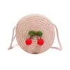 Bolso Pequeño Redondo Tejido de Paja de Verano para Niños, Mini Bolsa Cruzada de Ganchillo Ligera de Frutas para Playa para Niños y Niñas