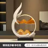 Pintura de Arena Fluyente de Viento y Agua Adorno para Gabinete de Vino Sala de Estar Lujo Ligero Oficina Decoración para Mueble de TV Regalo de Inauguración
