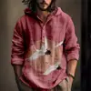 Moda 2024 primavera y otoño estación independiente venta caliente tinta arte japonés impresión 3D lino con capucha jersey de manga larga