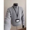 Nuevo suéter de punto para hombre de otoño e invierno con media cremallera y cuello alto con patrón trenzado estilo old money, venta al por mayor de fábrica transfronteriza