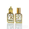 Botella de Aceite Esencial Galvanizado de 10 ml Cuadrada Dorada Tallada Botella de Perfume Botella de Vidrio con Bola Botella Vacía de Spray Dividido Cosmético