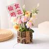 Flores Artesanais Presentes de Dia dos Namorados Margaridas Tulipas Flores de Lã Tricotada Girassóis Atacado Tronco de Árvore Pequenos Buquês Enfeites