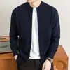 Chaqueta cárdigan con cremallera 100% lana de oveja para hombre, Chaqueta de punto de lana para hombre para el otoño y el invierno, para el día a día y los desplazamientos