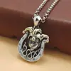Pingente de Palhaço em Prata de Lei S925 Ferradura Sorte Personalidade Retro Europeu e Americano Versátil Moda Hip Hop Tendência Homens e Mulheres
