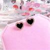 Pendientes de Corazón Negro Y2K Personalizados con Circonita Micro-Pavimentada en Forma de Corazón para Mujer Joyería de Pendientes de Plata 925 Nicho
