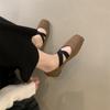 Sapatos de Salto Baixo Quadrados para Mulheres, Novo Estilo Primavera e Outono 2026, Sapatilhas Mary Jane Retrô Francesas Delicadas de Fada