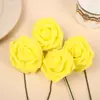 Flores en Caja Flores de Espuma de 8 cm Flores Artificiales al por Mayor para Decoración de Escena de Boda Ramo de Mano Flores Falsas con Tallo Rosas