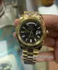 Comercio Exterior EW Todo Dorado Negro Caramelo Verde Ahumado Mesa de Juego Oro Rosa Doble Calendario Semana Registro Mecánico Reloj para Hombre Venta al por Mayor