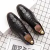 8691 Tamanho Grande Sapatos de Couro com Padrão de Crocodilo Slip-On Cabeleireiro Sapatos Masculinos Coreanos Casuais Britânicos Formais Sapatos de Negócios