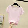 Camiseta de Verano para Mujer de Modal Sin Costuras Talla Grande, Camiseta Interior de Color Sólido Ajustada, Top Delgado Adelgazante, Modal