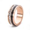 Anillo de Acero de Titanio Rotatorio Cuadrado con Diamantes de Fila Única y Números Romanos de Lujo Ligero Europeo y Americano, Anillo de Moda Personalizado Unisex para Hombres y Mujeres