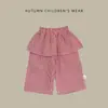 Saia-Shorts Xadrez Vermelho e Branco Estilo Coreano para Crianças Pequenas Calças de Pernas Largas para Bebês e Crianças Pequenas Cintura Elástica Roupa Exterior Calças Casuais