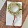 Pulseira Empilhada de Duplo Círculo Bodhi Verde Leitoso Semelhante ao Jade, Pulseira de Joia de Mão Estilo Chinês Novo de Duplo Círculo Raiz de Bodhi
