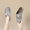 Versátil 2026 Primavera/Verão Nova Moda Laço Bico Quadrado Slip-On Chinelos Femininos para Casa e Uso Casual ao Ar Livre