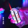 XC828-1 nuevo mini encendedor de lata de refresco con luces intermitentes, encendedor de plástico a prueba de viento para cigarrillos, juego para fumar al por mayor
