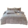 Juego de Cama de Cuatro Piezas de Terciopelo de Leche con Pelo de Conejo Color Puro Nuevo Otoño e Invierno Forro Polar Doble Cara Terciopelo Coral Sábanas Funda de Edredón