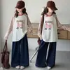 Conjunto de otoño para niña 2026: Conjunto de top estilo coreano y pantalones de pierna ancha para uso diario, adecuado para niños mayores