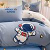 Estilo Ins Toalha de Algodão Puro Bordada Roupa de Cama Conjunto de Quatro Peças 100% Algodão Roupa de Cama Infantil Capa de Edredom Lençóis Conjunto de Três Peças com Elástico