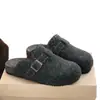 Zapatos Baotou Pantuflas Ropa de Exterior Mujer Otoño Invierno Cálido Estilo Coreano Retro Casual Lana Slip-on Suela Gruesa Zapatos Peludos Baotou