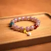 Pulsera de Cristal Rosa Fresa para Mujer, Pulsera Hecha a Mano de Gama Alta con Colgante de Lirio del Valle, Accesorios de Joyería con Cuentas al por Mayor